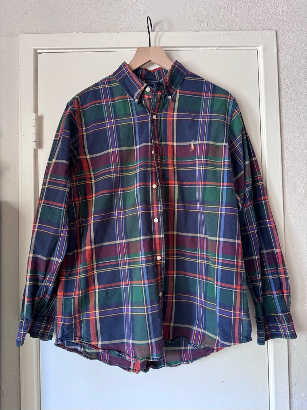 Ralph Lauren Men’s Navy, Green & Red Plaid Button-Down Shirt sz L